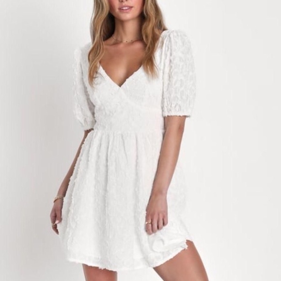 Lulus Adorable Arrival White Backless Floral Appliqué Mini Dress - Picture 1 of 5